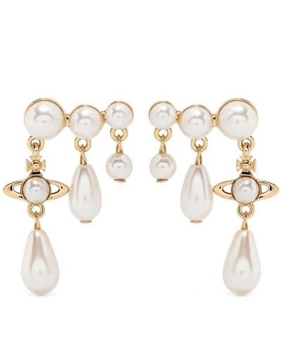 Vivienne Westwood Beaded Drop Earrings - White
