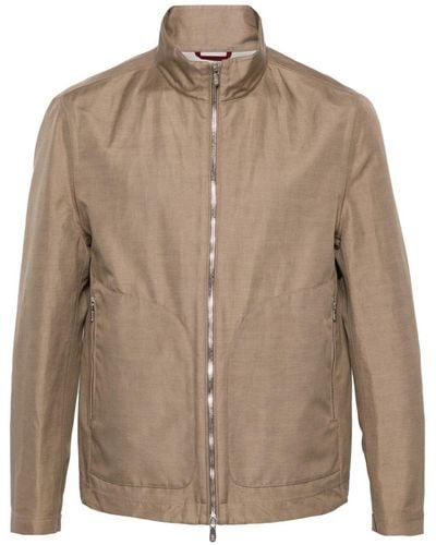 Brunello Cucinelli High-neck Zip-up Jacket - Brown