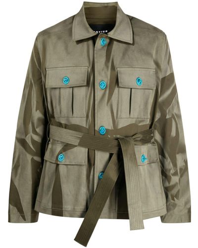 BOTTER Abstract-print Belted Jacket - Green