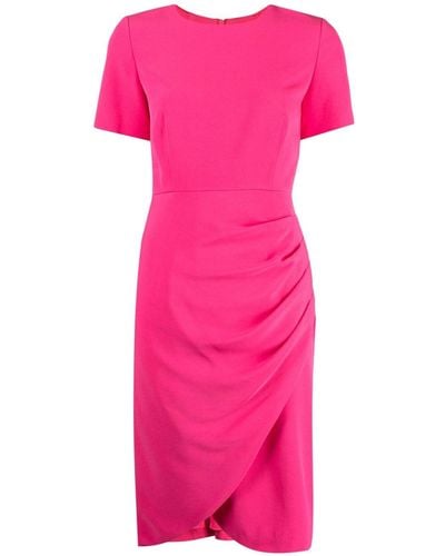Paule Ka Gathered-detail Short-sleeve Dress - Pink
