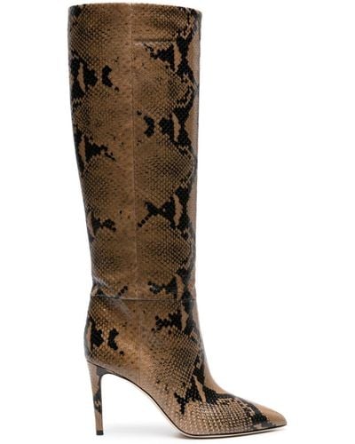 Paris Texas 85mm Snakeskin-effect Leather Boots - Brown