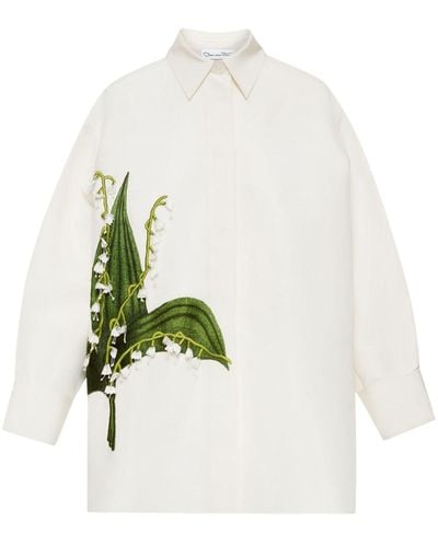 Oscar de la Renta Lily Of The Valley Shirt Jacket - White