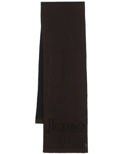 Herno Intarsien-Schal mit Logo - Schwarz
