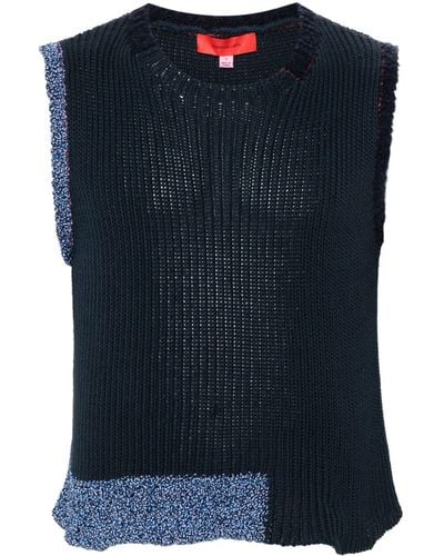 Eckhaus Latta Cinder Ribbed-knit Vest - Blue