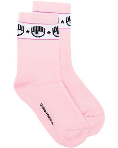 Chiara Ferragni Logomania Ribbed Socks - Pink