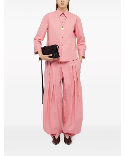 Jil Sander Wide-leg Cotton Trousers - Pink