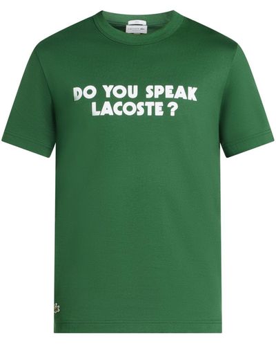 Lacoste T-shirt en coton à slogan imprimé - Vert