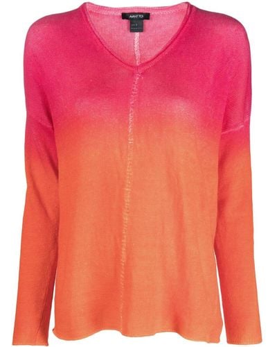 Avant Toi Gradient Knitted Linen Sweater - Pink