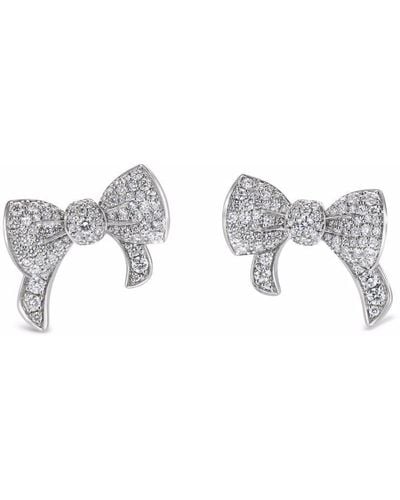 David Morris 18kt White Gold Beaux Diamond Stud Earrings - Multicolour