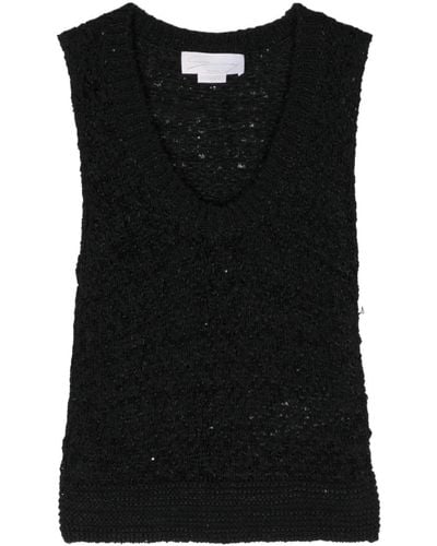 Genny Sequined Chunky-knit Top - Black