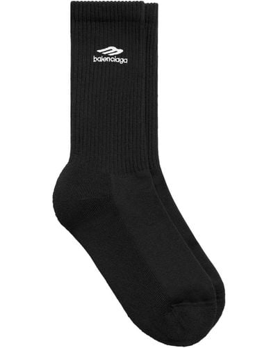 Balenciaga 3b Sports Icon Ribbed-knit Socks - Black