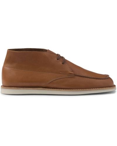 Prada Chukka Nappa Leather Boots - Brown