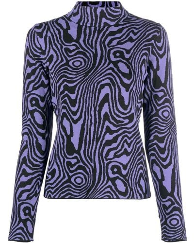 Moschino Graphic-print Roll-neck Sweater - Blue