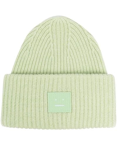 Acne Studios Face Patch Beanie Hat - Green