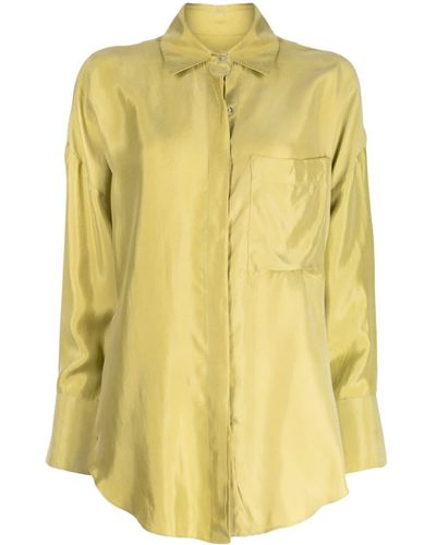 Bambah Spread-collar Satin Shirt - Yellow