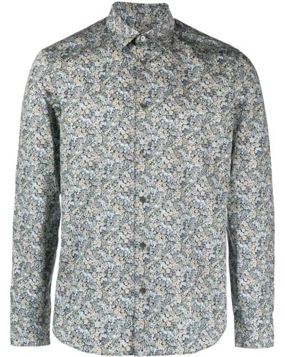 Paul Smith Camisa de popelina con estampado floral - Gris