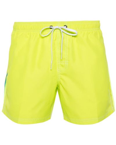 Sundek Logo-patch Striped Swim Shorts - Yellow