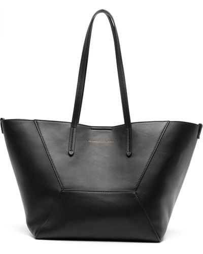Brunello Cucinelli Logo-debossed Leather Tote Bag - Black