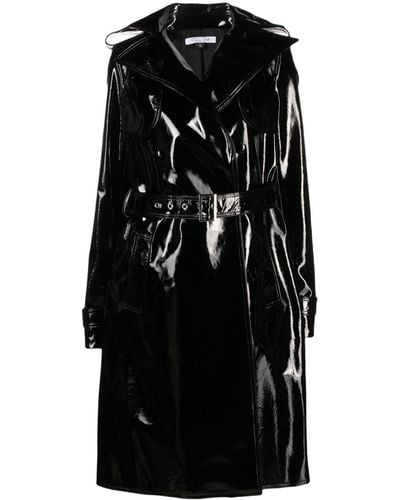 LAQUAN SMITH Coated-finish Leather Trench Coat - Black