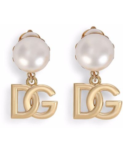 Dolce & Gabbana Orecchini a clip con logo DG - Metallizzato