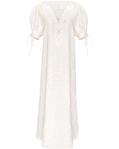 Sleeper Garden Linen Maxi Dress - White