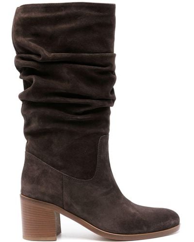 Via Roma 15 65mm Suede Ruched Boots - Brown