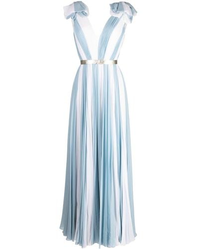 Jenny Packham Laguna Pleated Silk Maxi Dress - Blue