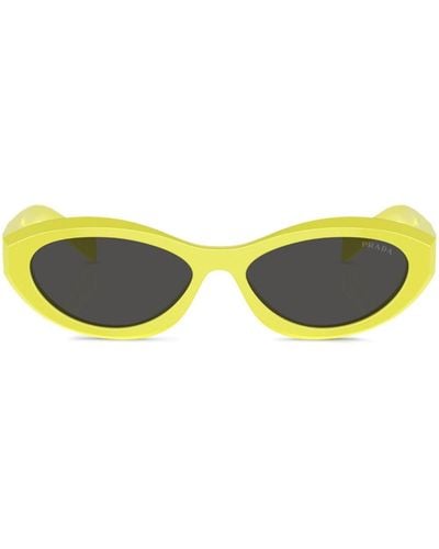 Prada Sonnenbrille mit ovalem Gestell - Gelb