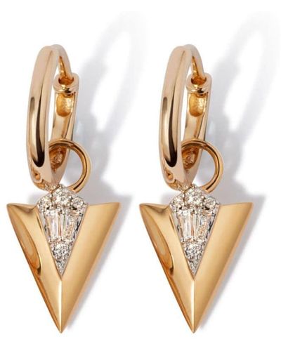 Annoushka 18kt Yellow Gold Deco Diamond Arrow Hoop Earrings - White