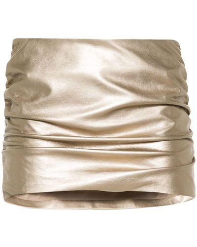 MISBHV Ruched Metallic Miniskirt - Natural