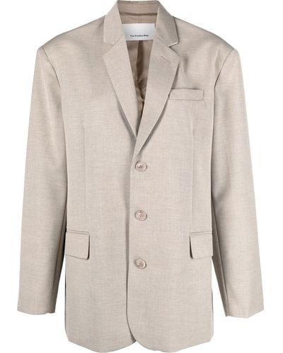 Frankie Shop Neutral Gelso Oversized Blazer - Women's - Tm/wool/rayon/polyester - Xxs - Natural