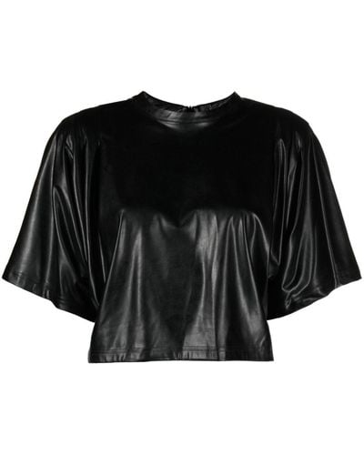 Isabel Marant Cropped Faux-leather Top - Black