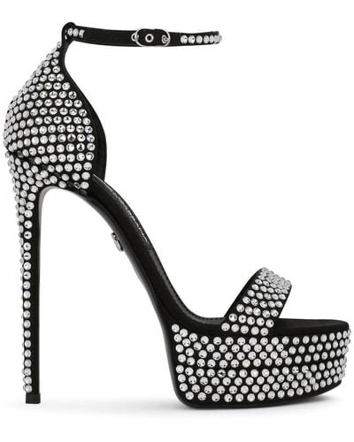 Dolce & Gabbana 145mm Rhinestone-embellished Platform Sandals - Black
