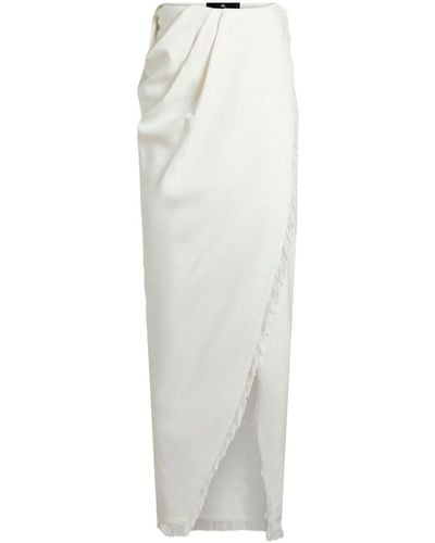 Etro Asymmetric Slub-texture Skirt - White