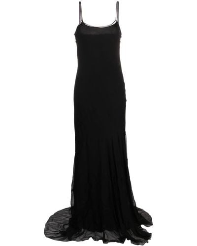 Moschino Chiffon Sleeveless Maxi Dress - Black