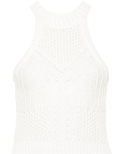 IRO Sleeveless Open-knit Top - White