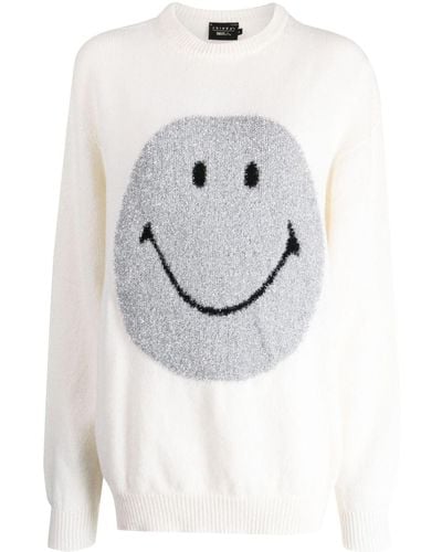 Joshua Sanders Smiley Face-motif Ribbed Sweater - Gray