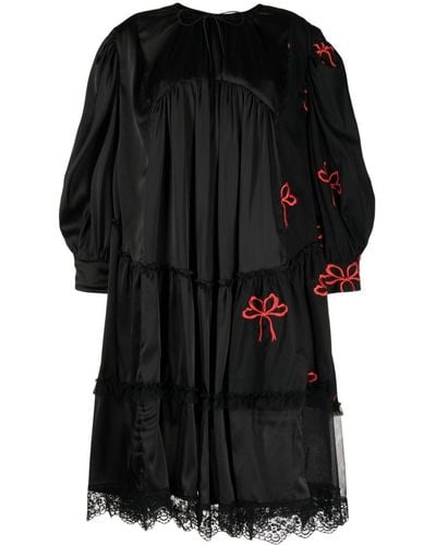 Simone Rocha Bow-detailing Cotton Dress - Zwart