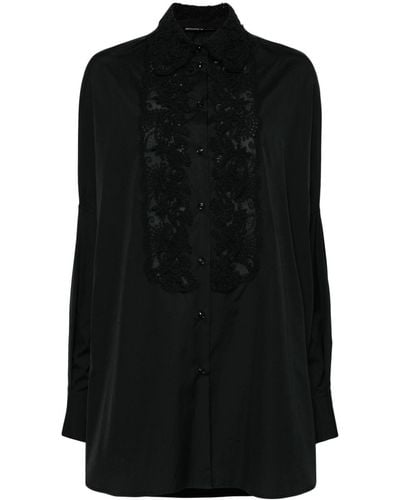 Ermanno Scervino Lace-panelled Cotton Shirt - Black