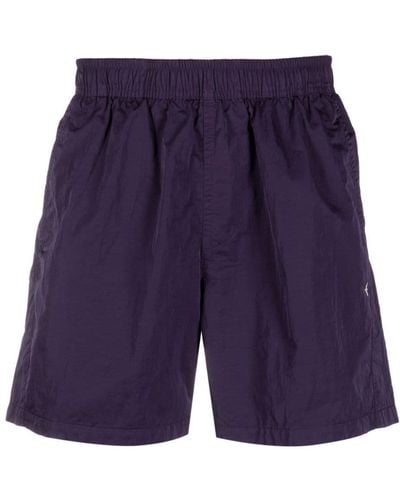 Stone Island Logo-embroidered Elasticated-waistband Shorts - Purple