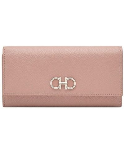 Ferragamo Gancini Leather Wallet - Pink