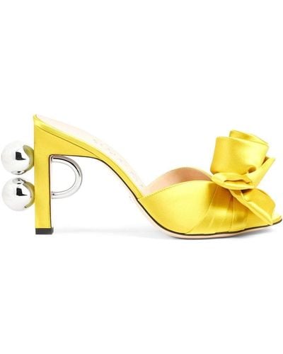 Gucci Rose Detail 95 Mules - Yellow