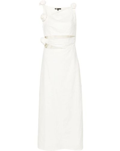 Maje Floral-appliqué Linen-blend Dress - White