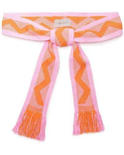 Pippa Holt Woven Cotton Tie Belt - Pink
