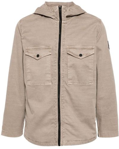 BOSS Loghy Zip-front Hooded Overshirt - Natural