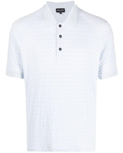 Giorgio Armani Chevron-knit Polo Shirt - White
