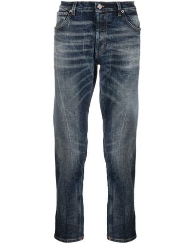 Dondup Whiskering-effect Cotton Jeans - Blue