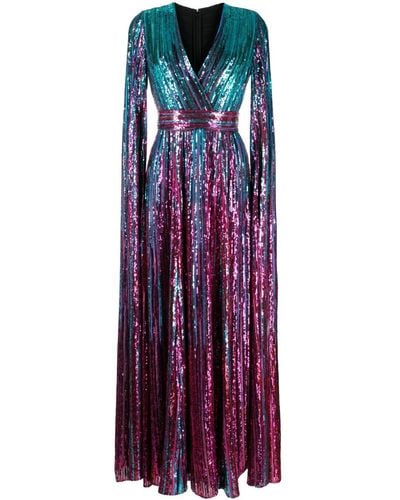 Elie Saab Sequin-embellished V-neck Gown - Purple