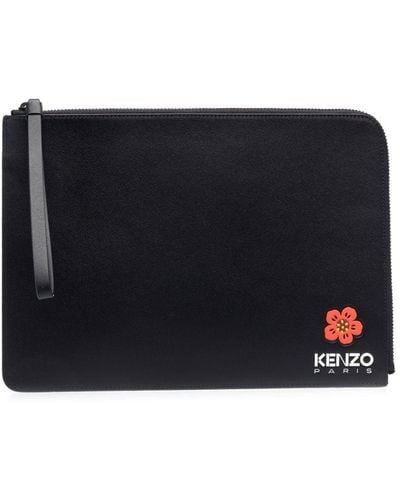 KENZO レザー クラッチバッグ - ブラック