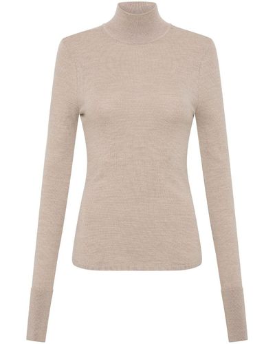 Rebecca Vallance High-neck Knitted Top - Natural